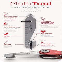 KeySmart MultiTool - 5-in-1 Multi-Purpose Keychain Tool with Box Opener, Ruler, Pry Bar, Phillips and Flat Head Screwdriver - EDC Gear Mini Multitool, and Keychain Accessories